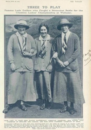 Gladys Ravenscroft, Murield Dodd and Doris Chambers at the 1914 Cheshire Ladies Championship, Wallasey GC